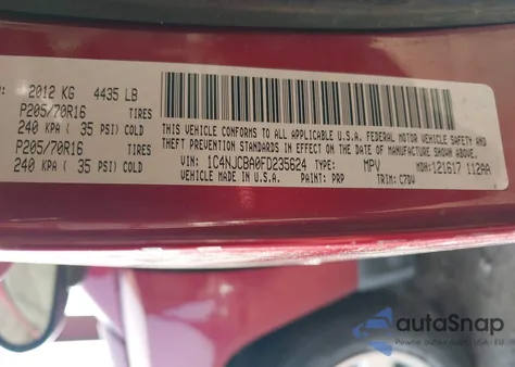 2015 Jeep Compass Sport from USA, damaged, VIN 1C4NJCBA0FD235624